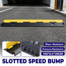 Rubber Slotted Speed Bump with Flip Cable Cover for Driveways
