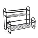 Iron Double Storage Shelf Organiser Durable Metal Rack for Kitchen Bathroom Use - Black