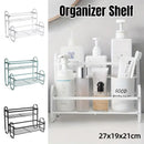 Iron Double Storage Shelf Organiser Durable Metal Rack for Kitchen Bathroom Use - Black