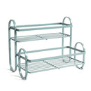Iron Double Storage Shelf Organiser Durable Metal Rack for Kitchen Bathroom Use - Green