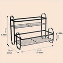 Iron Double Storage Shelf Organiser Durable Metal Rack for Kitchen Bathroom Use - Green