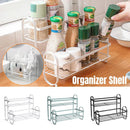 Iron Double Storage Shelf Organiser Durable Metal Rack for Kitchen Bathroom Use - Green