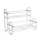 Iron Double Storage Shelf Organiser Durable Metal Rack for Kitchen Bathroom Use - White