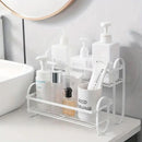 Iron Double Storage Shelf Organiser Durable Metal Rack for Kitchen Bathroom Use - White