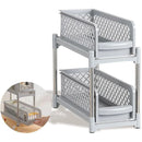 Bathroom Kitchen Sink Storage Rack Drawer Plastic Shelf Seasoning Holder - White