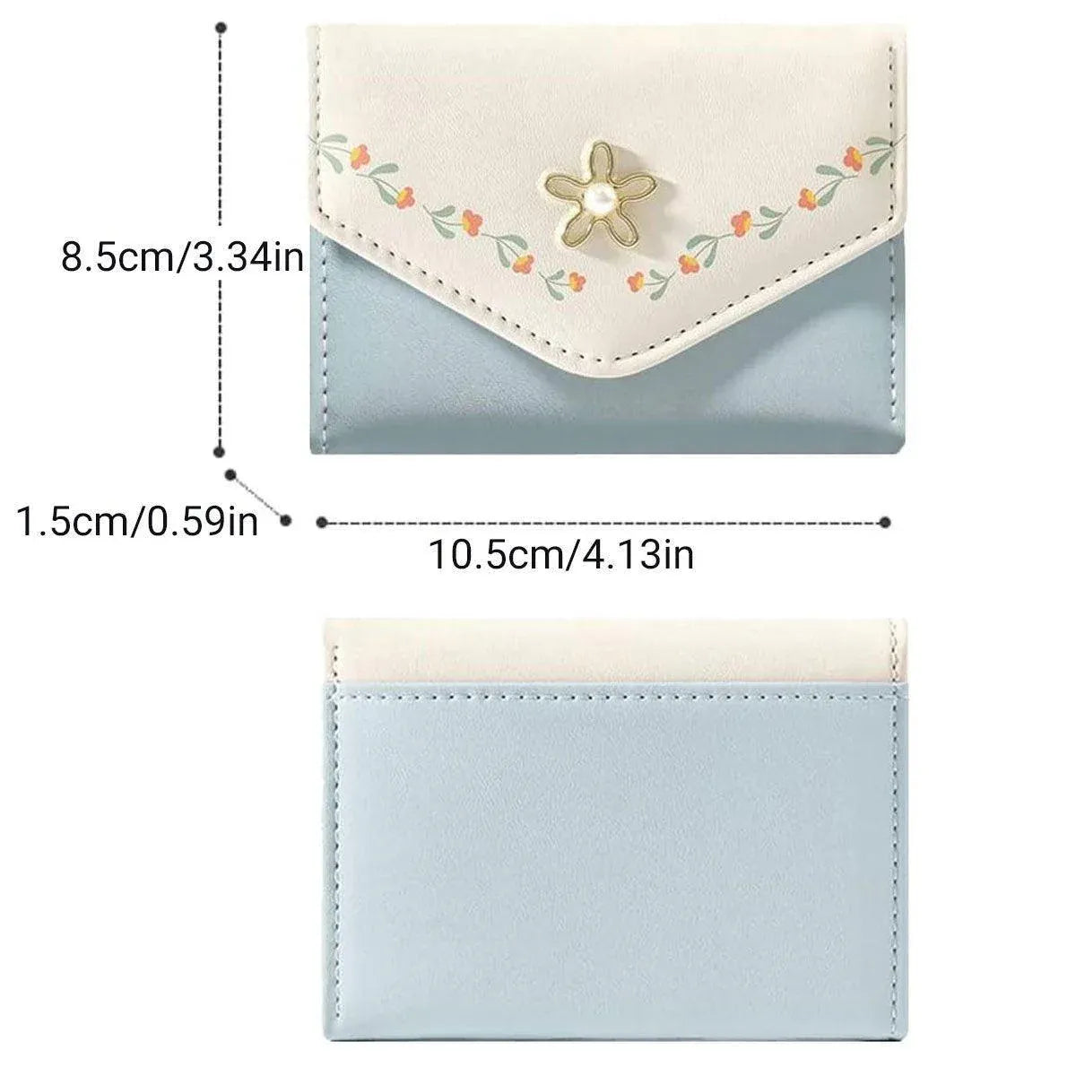 Small Wallet Women Tri-Folded Wallet Cash Pocket Flowers Card Holder Coin Purse