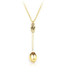 Mini Crown Spoon Necklace Pendant Charm Festival Cutlery Tea Party Gift - Gold