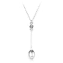 Mini Crown Spoon Necklace Pendant Charm Festival Cutlery Tea Party Gift - Silver