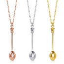 Mini Crown Spoon Necklace Pendant Charm Festival Cutlery Tea Party Gift - Silver