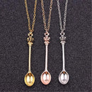 Mini Crown Spoon Necklace Pendant Charm Festival Cutlery Tea Party Gift - Silver