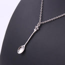 Mini Crown Spoon Necklace Pendant Charm Festival Cutlery Tea Party Gift - Silver