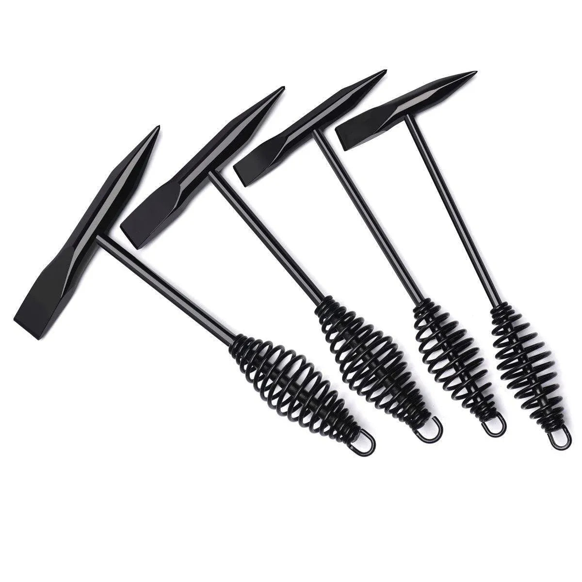 Welding Chipping Hammer Spring Handle Hold Heart Cleaning Harden DIY Metal Black - 670g