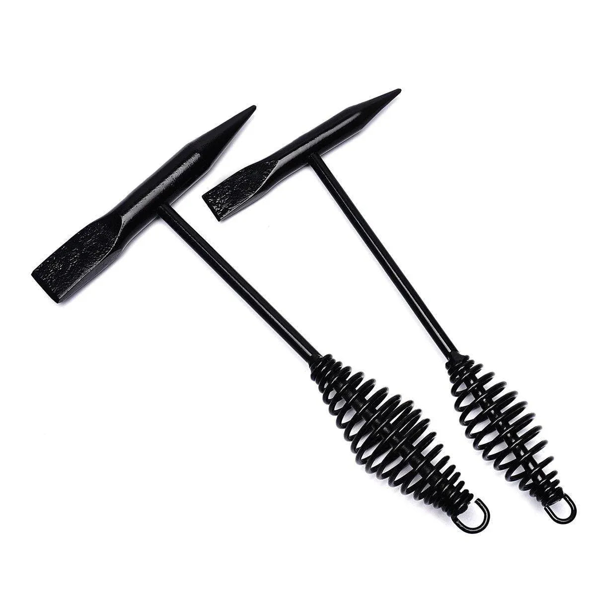 Welding Chipping Hammer Spring Handle Hold Heart Cleaning Harden DIY Metal Black - 670g