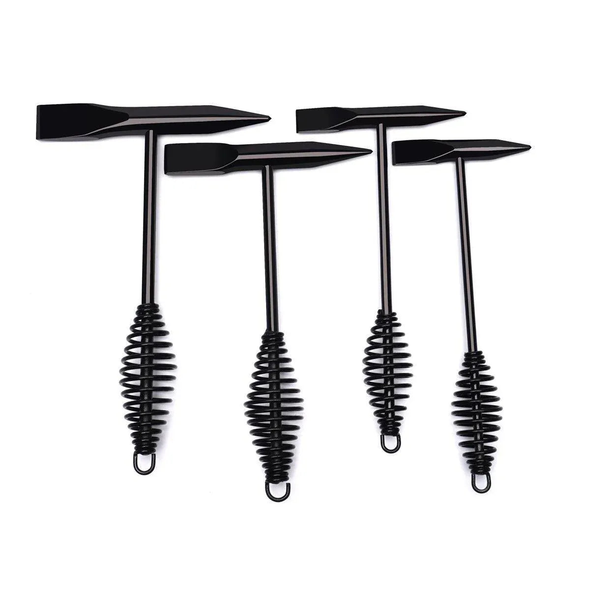 Welding Chipping Hammer Spring Handle Hold Heart Cleaning Harden DIY Metal Black - 670g