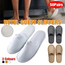 50 Pairs SPA Hotel Guest Slippers Closed Toe Disposable Terry Style Linen - White