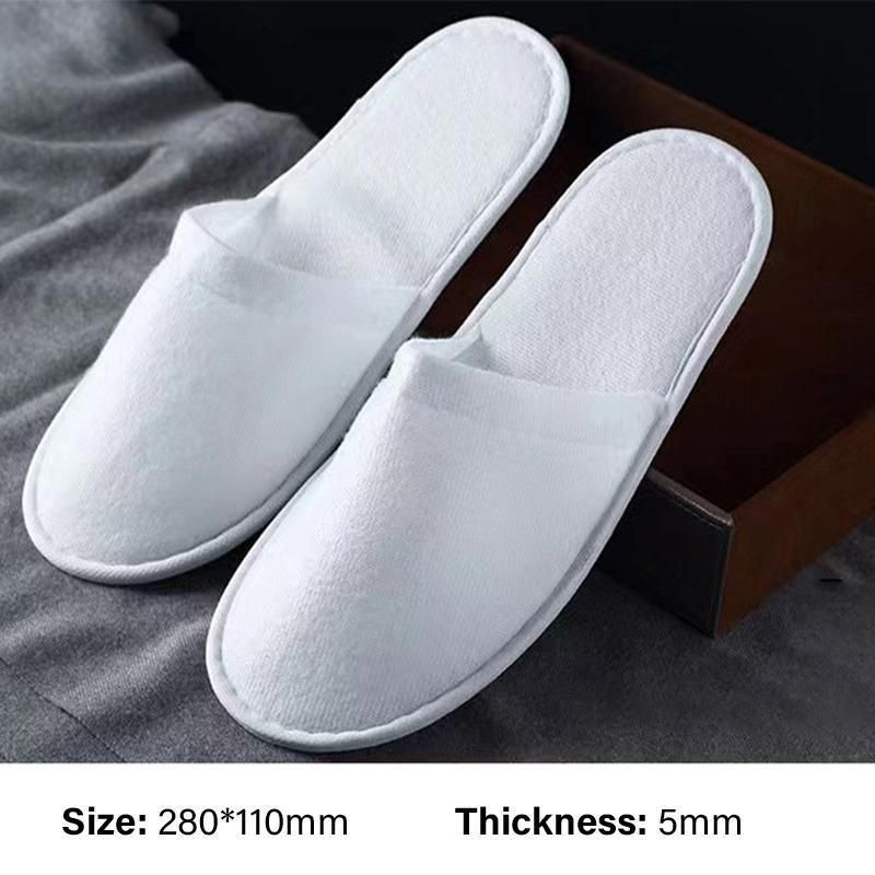 50 Pairs SPA Hotel Guest Slippers Closed Toe Disposable Terry Style Linen - White