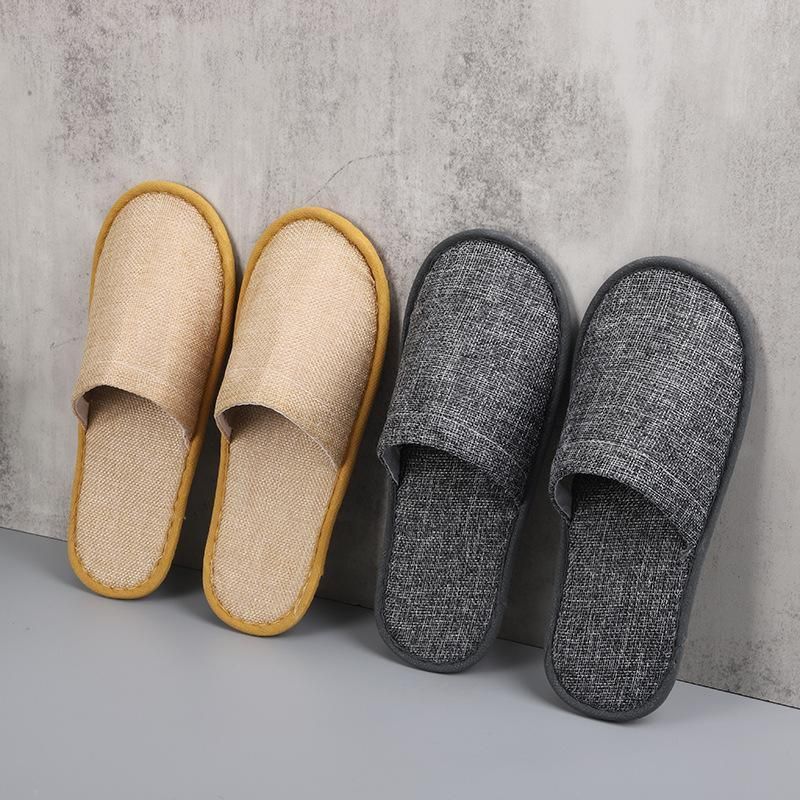 50 Pairs SPA Hotel Guest Slippers Closed Toe Disposable Terry Style Linen - Grey