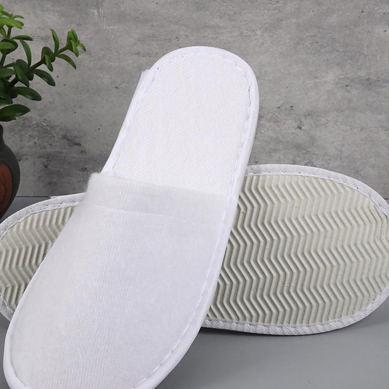 50 Pairs SPA Hotel Guest Slippers Closed Toe Disposable Terry Style Linen - Khaki