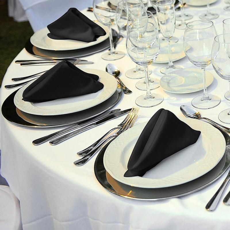 50PCS Polyester Plain Fabric Cotton Napkins For Wedding Cloth pc Table Dinner - Red