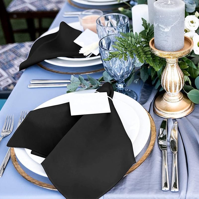 50PCS Polyester Plain Fabric Cotton Napkins For Wedding Cloth pc Table Dinner - Red
