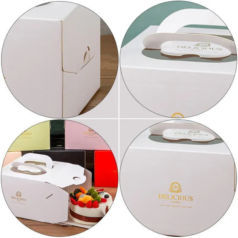 30PCS White Portable Cake Boxes Display Window Packing Case Party with Handle Birthday - 6 inch