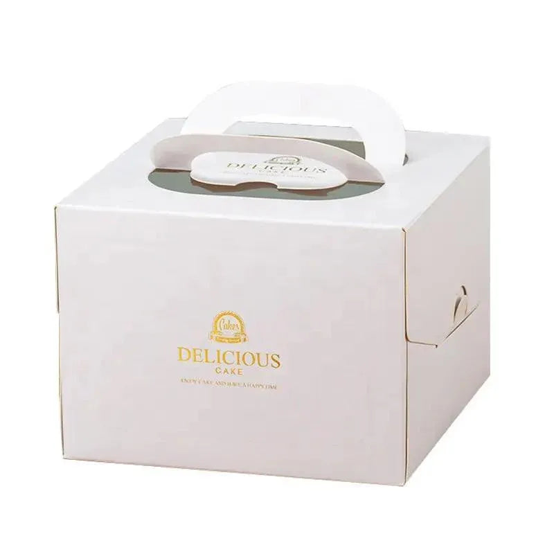 30PCS White Portable Cake Boxes Display Window Packing Case Party with Handle Birthday - 8 inch