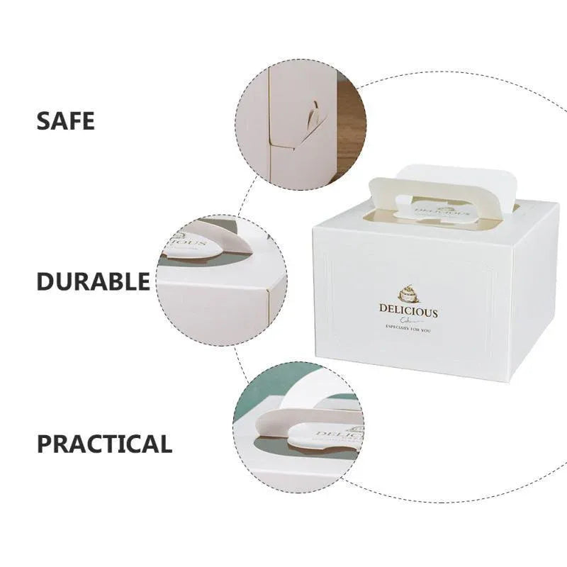 30PCS White Portable Cake Boxes Display Window Packing Case Party with Handle Birthday - 8 inch