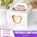 30PCS Bear Portable Cake Boxes Display Window Packing Case Party with Handle Birthday - 4 inch