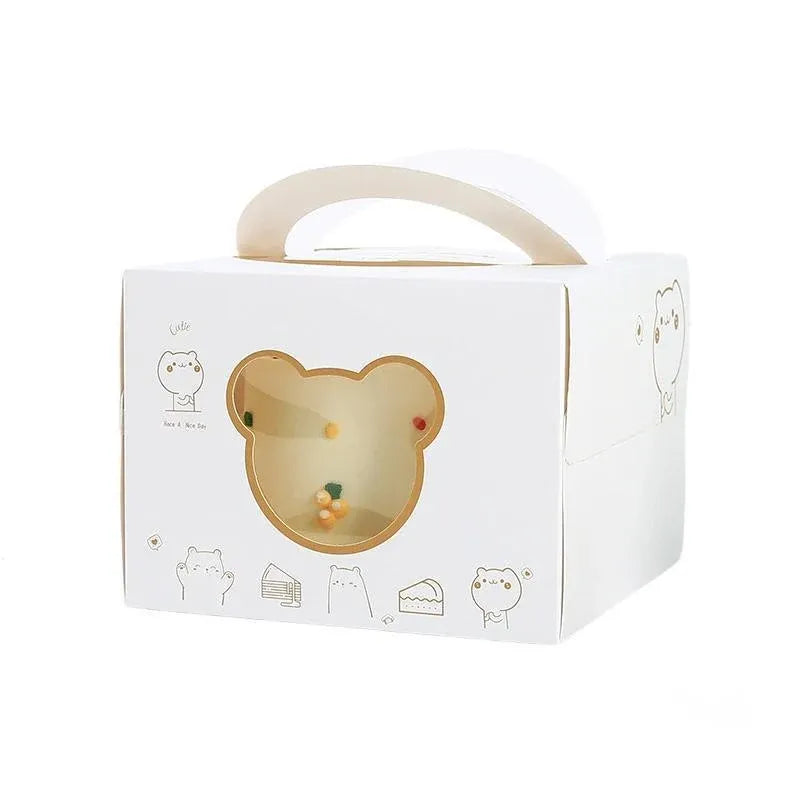 30PCS Bear Portable Cake Boxes Display Window Packing Case Party with Handle Birthday - 6 inch