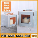 30PCS Grey Portable Cake Boxes Display Window Packing Case with Handle Birthday - 6 inch