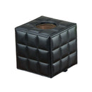 Luxury Leather Square Tissue Box Living Room Hotel Roll Paper Tube Holder - Black
