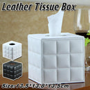 Luxury Leather Square Tissue Box Living Room Hotel Roll Paper Tube Holder - Black