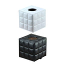 Luxury Leather Square Tissue Box Living Room Hotel Roll Paper Tube Holder - Black