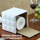 Luxury Leather Square Tissue Box Living Room Hotel Roll Paper Tube Holder - Black