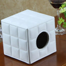 Luxury Leather Square Tissue Box Living Room Hotel Roll Paper Tube Holder - Black