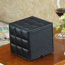Luxury Leather Square Tissue Box Living Room Hotel Roll Paper Tube Holder - Black
