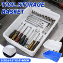 Rectangular Hardware Tool Box Large Capacity Storage Organizer for Garage Use - White