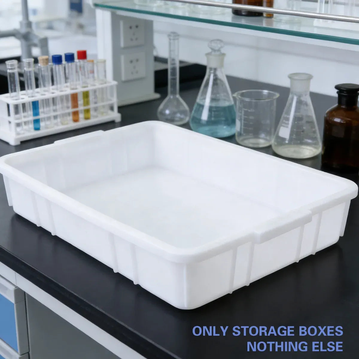 Rectangular Hardware Tool Box Large Capacity Storage Organizer for Garage Use - White