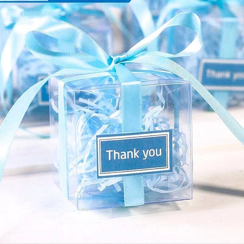 50X Clear Macaron Square Boxes Bomboniere Wedding Favour Gift Packaging 5X5X5cm - 50PCS