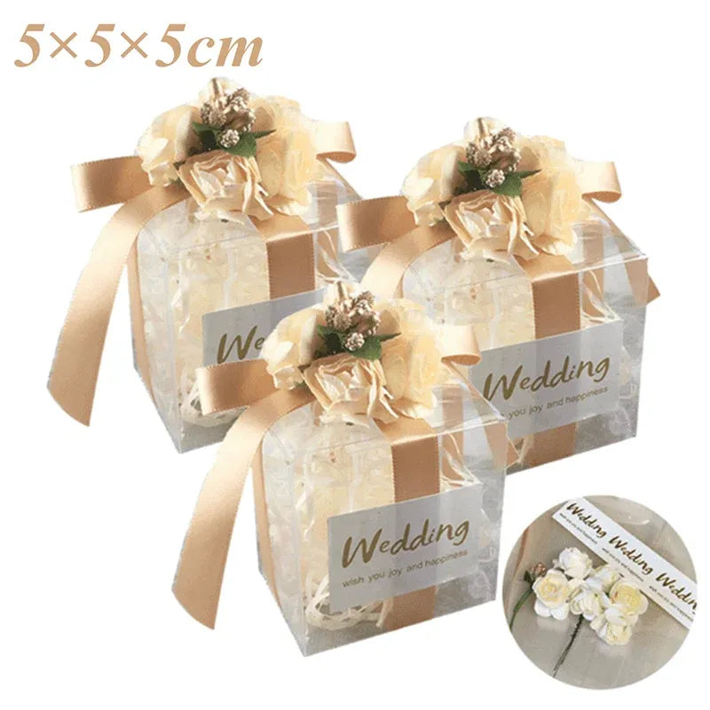 50X Clear Macaron Square Boxes Bomboniere Wedding Favour Gift Packaging 5X5X5cm - 50PCS