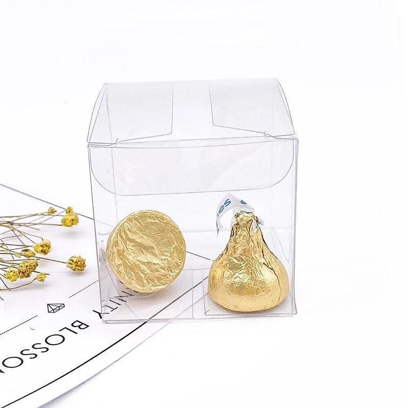 50X Clear Macaron Square Boxes Bomboniere Wedding Favour Gift Packaging 5X5X5cm - 50PCS
