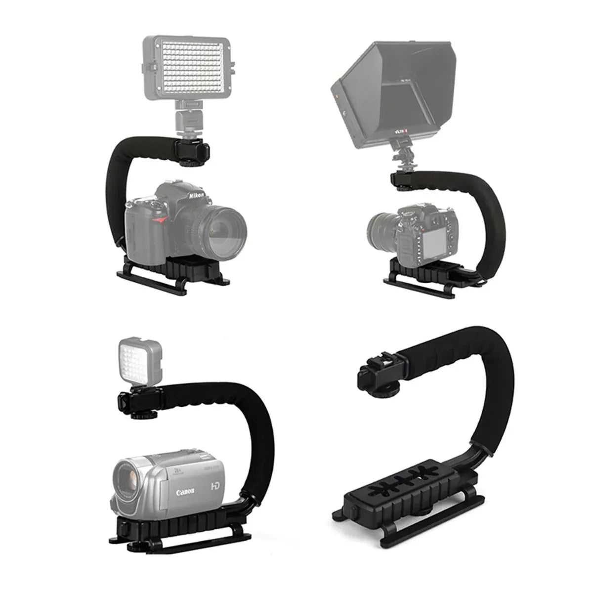 U Shaped Camera Stabilizer Rig For DSLR Video Shooting with Flash Mount Hot Shoe