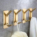 4pcs Stainless Steel Adhesive Hook Towel Hook Bathroom Kitchen Door Coat Hook - Gold