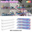 Acrylic Wall Shelves Set 4PCS Floating Display Storage Racks Clear for Home Use - Colorful
