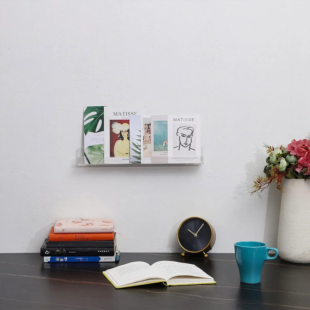 Acrylic Wall Shelves Set 4PCS Floating Display Storage Racks Clear for Home Use - Colorful