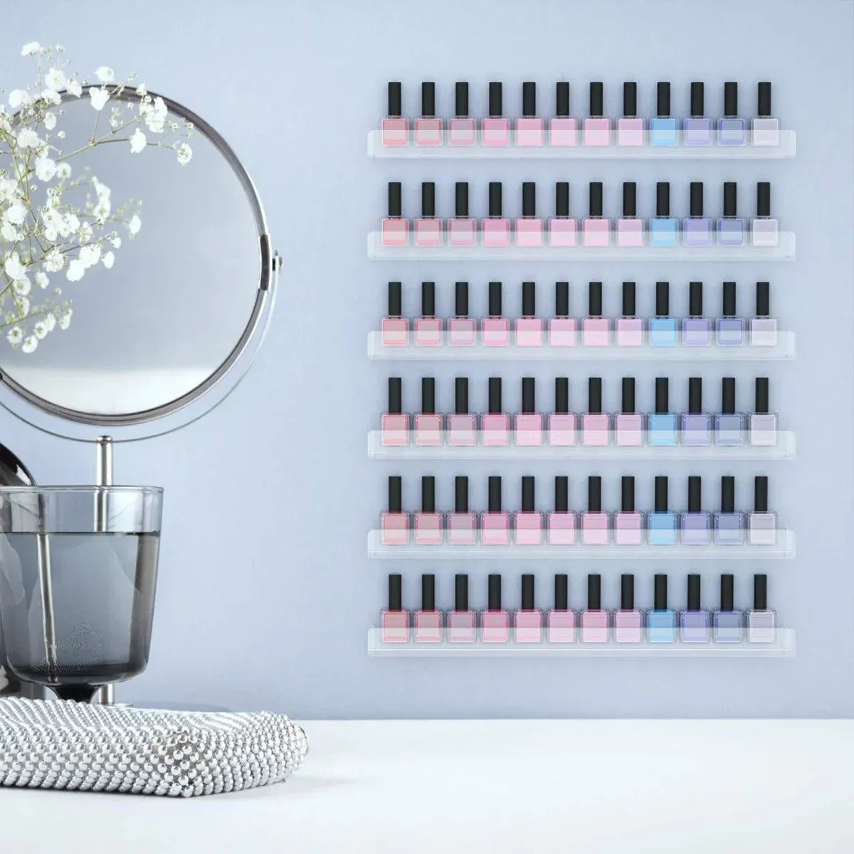 Acrylic Wall Shelves Set 4PCS Floating Display Storage Racks Clear for Home Use - Colorful
