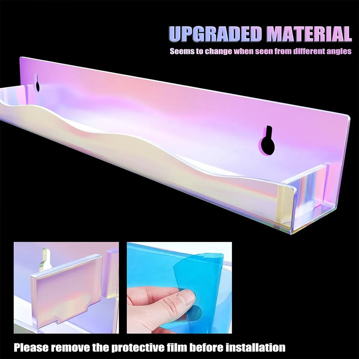 Acrylic Wall Shelves Set 4PCS Floating Display Storage Racks Clear for Home Use - Colorful