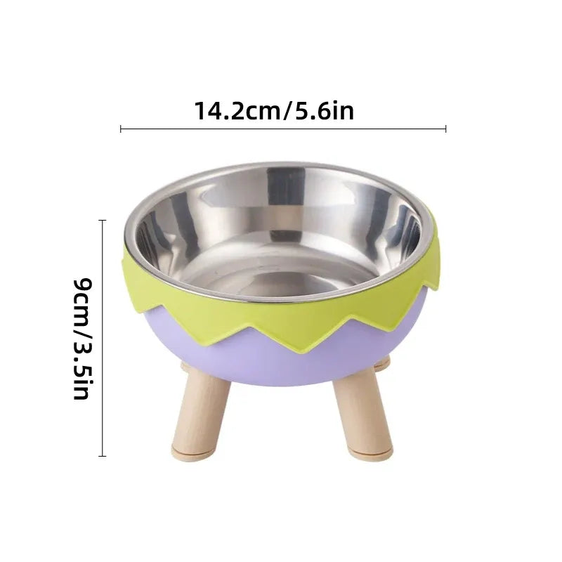 Eggshell Tall Pet Bowl Cat Dog Food Bowl Anti Slip Durable Raised Feeding Bowl - Yellow