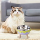Eggshell Tall Pet Bowl Cat Dog Food Bowl Anti Slip Durable Raised Feeding Bowl - Yellow