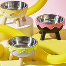 Eggshell Tall Pet Bowl Cat Dog Food Bowl Anti Slip Durable Raised Feeding Bowl - Yellow